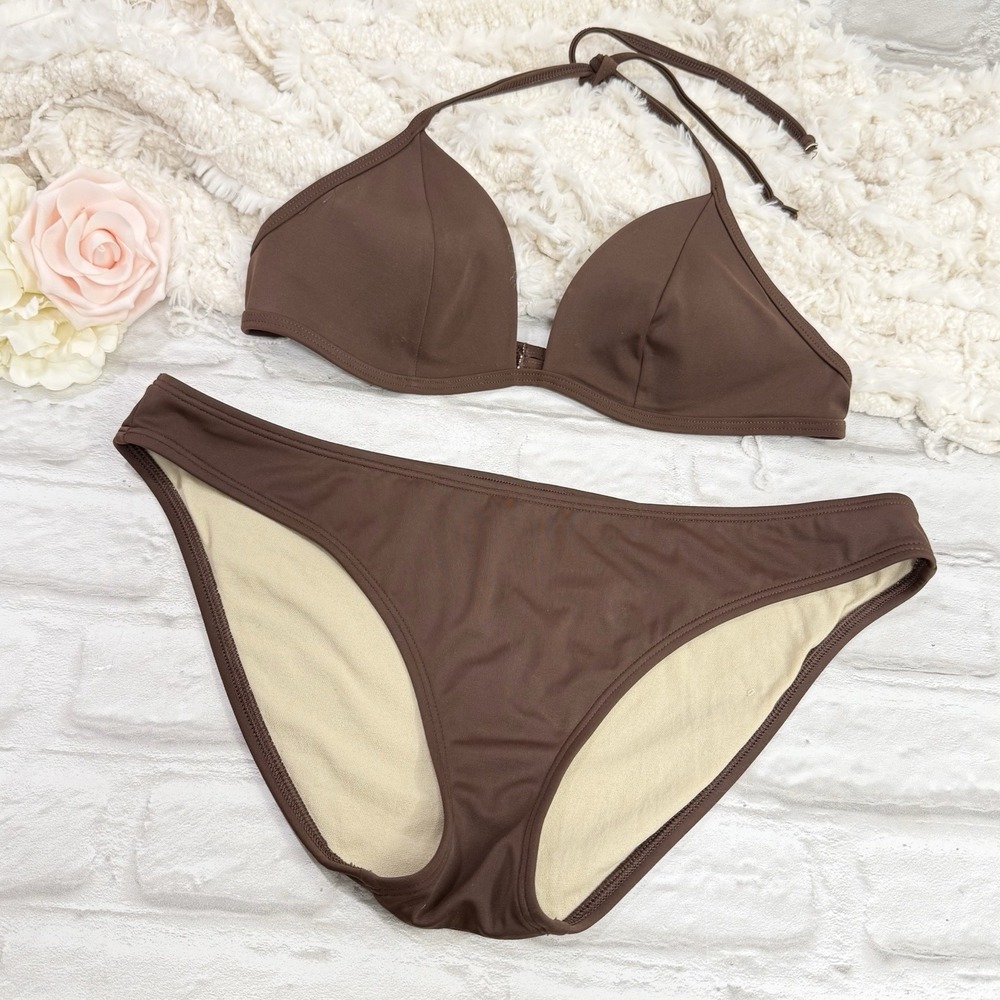 Victoria's Secret Hippie Chocolate Brown 2 Pc Bikini Set Top 36A Bottoms Sz L